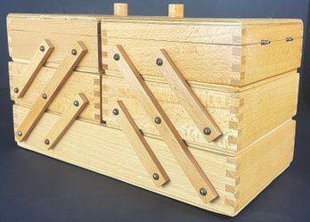 Vintage Blonde Wood Sewing Box