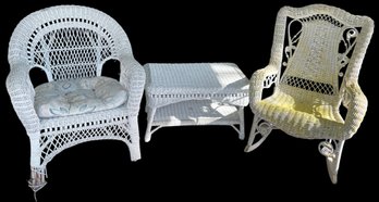 White Wicker Patio Furniture - As Is