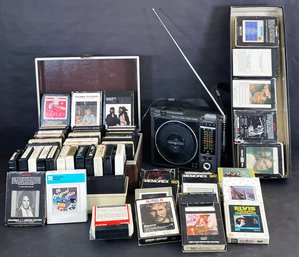 Vintage GE Radio / 8 Track Player & 8 Track Collection