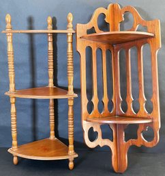 2 Wooden Corner Shelves