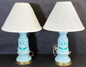 2 Sky Blue Vintage Table Lamps