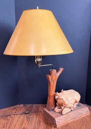 Vintage Wooden Cattle Lamp