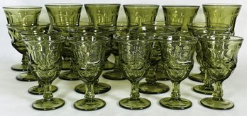 Vintage Fostoria HFM Green Glass Goblets