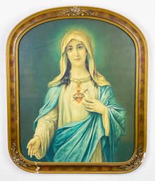 Framed Vintage Virgin Mary Of The Sacred Heart