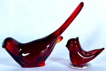 Fenton And Signed Leo Ward Glass Birds