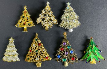 Collection Of Christmas Tree Brooches