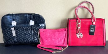 3 Ladies' Bags - Brand New Mia Farrow, Hot Pink Fossil, & More!