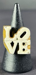 Robert Indiana Modernist 'LOVE' Ring, Size 6.5.