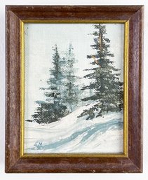 Small 'winter' Painting Signed By Artist Em Stout