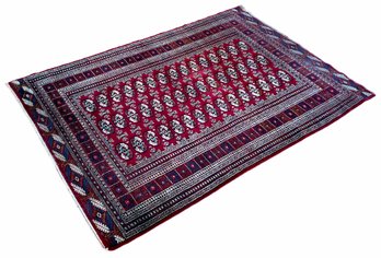 Small Striking Red Woven Wool(?) Rug