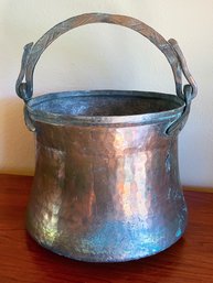 Beautiful Antique Copper Pot With Live Orchid (as Is)