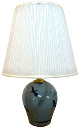 Vintage Blue Salt Glazed Crane Table Lamp