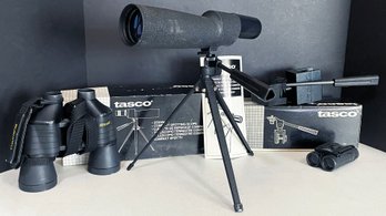 2 Pairs Of Binoculars, Tasco Spotting Scope & Tasco Mount