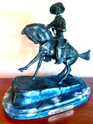 Frederick Remington Bronze, 'Cowboy' On Stone Base