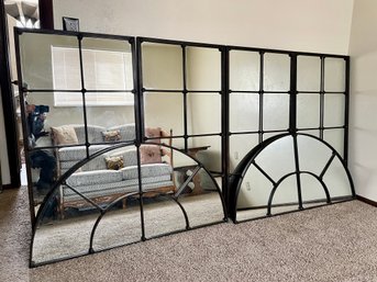 Large Mirrors With Metal Windowpane Trim