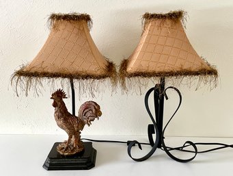 2 Table Lamps With Matching Shades, No Finials