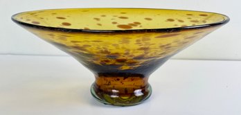Gorgeous Clear Amber Colored Art Glass Bowl