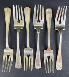 Six Monogrammed Sterling Salad Forks, 190g