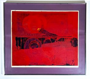 ' Red On Black'  Vintage Artwork Signed By Artist 'Weyl'