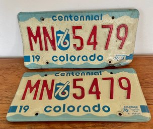 Vintage Colorado 1976 Centennial License Plates