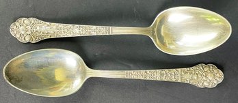 Two Large Sterling Silver Spoons Monogrammed 'Brett', 140g