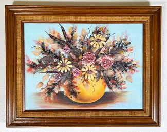 Original Vintage Floral Still Life Painting On Canvas Signed PMR