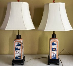 Pair Of Vintage Or Antique Chinese Porcelain Table Lamps