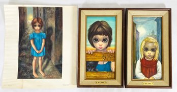 3 Mid Century Walter Keane Big Eyed Children Prints