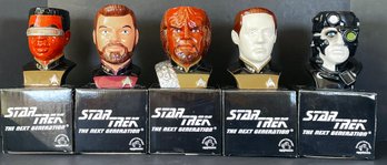 5 Star Trek Next Generation 1994 Ltd. Edition Figural Mugs W/ Certificates Of Authenticity