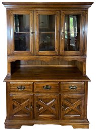 Vintage Huntley Furniture By Thomas Hill Lighted Oak Hutch