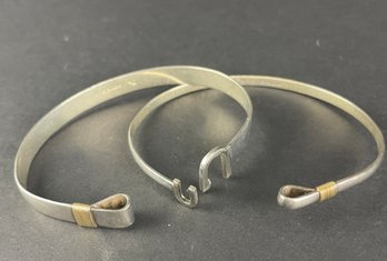 Sterling & 14k Gold Bracelets And Ring With Horseshoe Motif