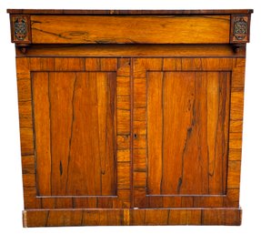 Vintage Mahogany Cabinet With Carved Decorative Column Heads