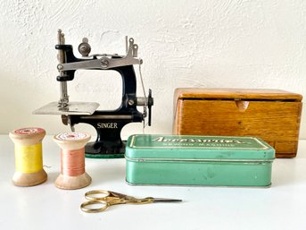 Antique Singer Puzzle Box, Child's Sewing Machine, & More