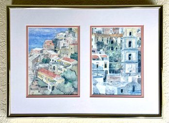 Vintage European Watercolors Signed By Ottavio Romano