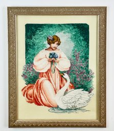 Angelic 'Lady Claire' Cross-stich By Tressa Waddingham And Frame