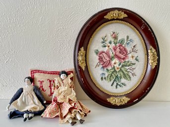 Antique Porcelain Dolls & Needlework