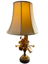 Ornate Floral Lamp With Gold Accents