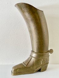 Large Brass Riding Boot Umbrella Or Cane Holder