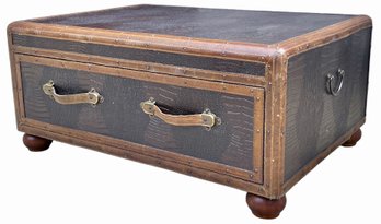 Brown Vintage (Faux?) Alligator Leather Trunk Table