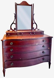 Drexel Mahogany Bow Front Dresser With Brass Pulls