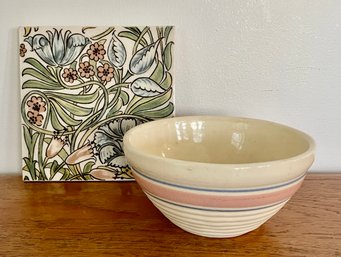 Vintage Ovenproof Stoneware Bowl & Tile Trivet