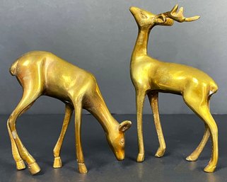 2 Mid Century Brass Deer