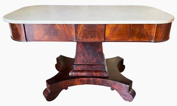Mahogany Empire Style Marble Top Table