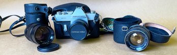 Mamiya Sekor 1000 DTL SLR Film Camera With 2 Extra Lenses & Carrot Flash