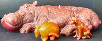 Wow! Giant Hippo Candle With Armadillo & Dog Candles