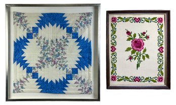 Granny Chic Artwork - Vintage Cross Stitch & Framed Quilt Block