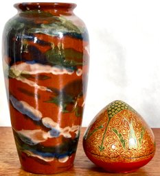 Vintage Wooden Dome Trinket Box & Gorgeous Vase