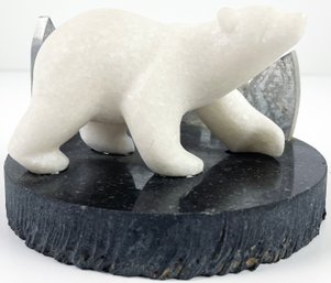 Signed Polar Bear Stone Sculpture, John Townley