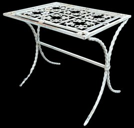 Vintage Ornate White Metal Patio Table - As Is
