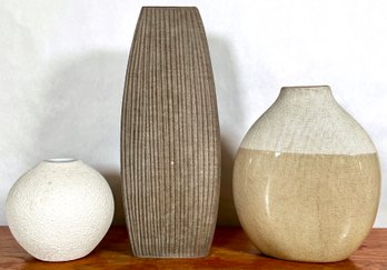 3 Contemporary Ceramic Vases Including Crate & Barrel